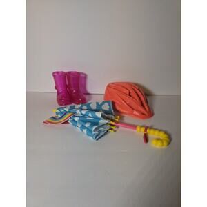 My Life As Doll Rainy Day Play Set Umbrella Boots Bike Helmet Accessories 18"